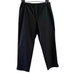 Eileen Fisher Size M Cotton Twill Elastic Waist Pants Black System Capsule